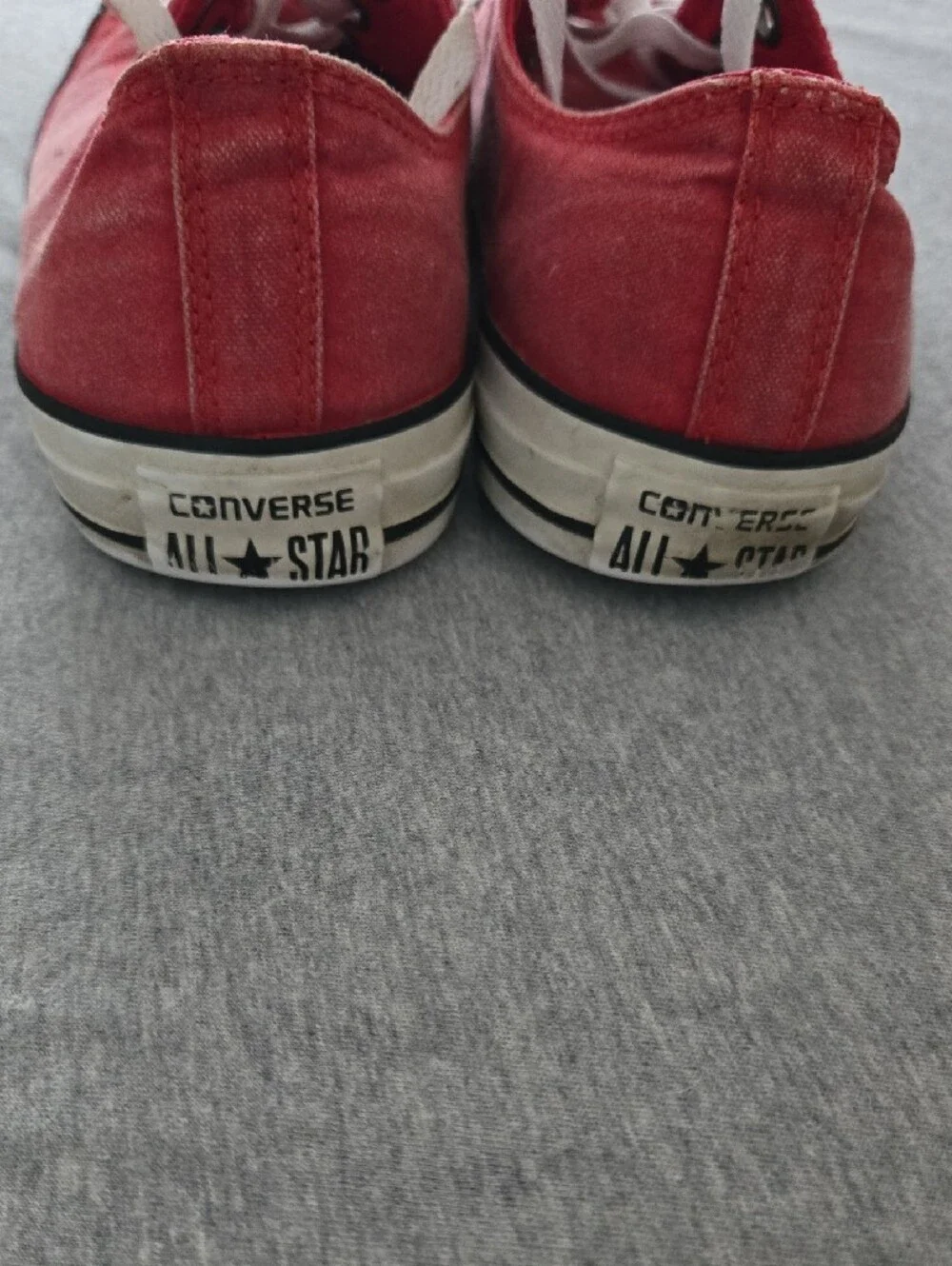 Converse Distressed Red Low Top Sneakers with White Laces